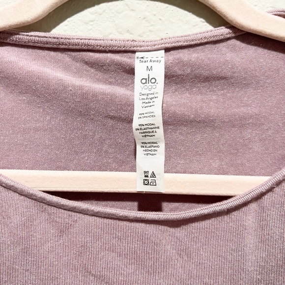 Alo Yoga Barre Long Sleeve Tie-Waist Crop Top Mauve Pink Dusted Plum Medium M - Picture 8 of 8